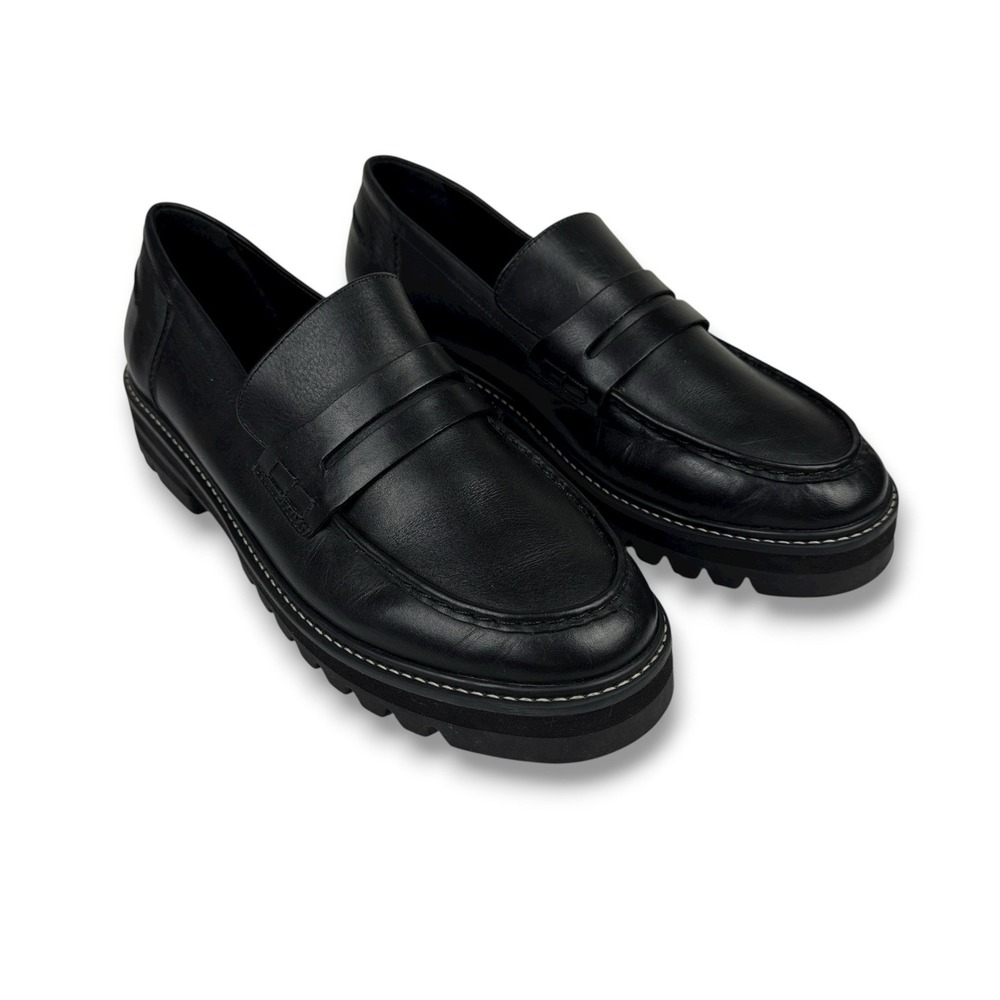 Aster Lug Sole Penny Loafers Womens Size 11 Black Leather Chunky Academia Y2K - Picture 3 of 11